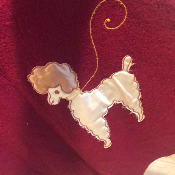 Authentic Vintage 1950s Felt Circle Poodle Skirt, Burgundy - Picture 2 of 8